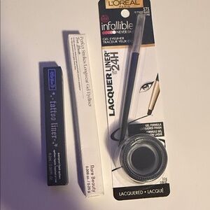 Kat Von D / Rare Beauty / L'Oreal Lacquer Liner 24H Gel Black Eyeliner Bundle